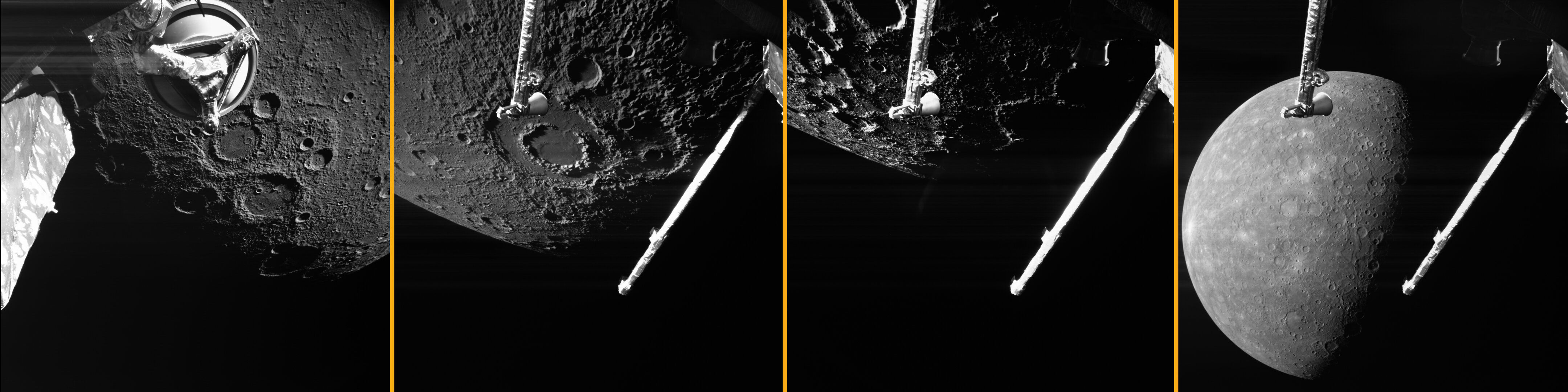 Серия кадров Меркурия во время четвёртого пролёта BepiColombo.